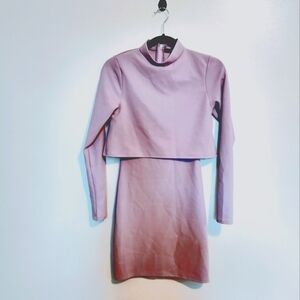 Missguided lavender long sleeve bodycon dress with mock neck collar. Size 2